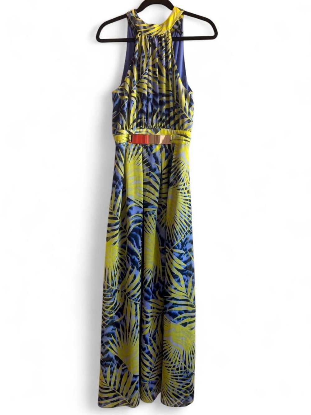Guess by Marciano Yellow & Blue Tropical Print Maxi Dress